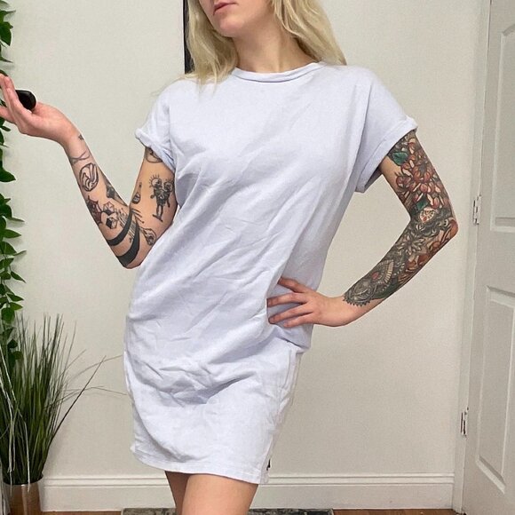 Fire + Ice Pullover Crew Neck Anica Shift Dress Short Sleeve Size S Blue - Picture 3 of 9